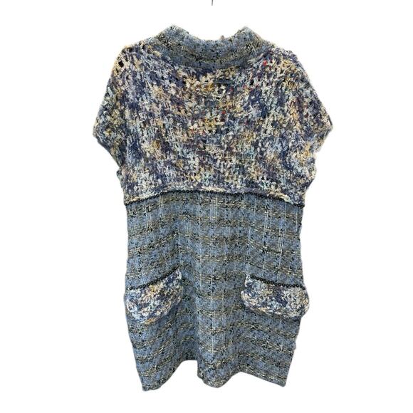 NWT St. John Blue Tweed Knit Sleeveless Dress M Mohair Alpaca Metallic $1295 - Picture 4 of 15